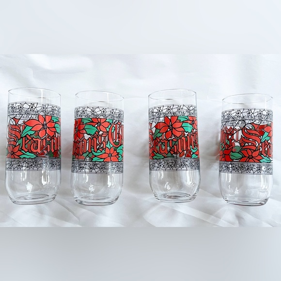 Vintage Highball Seasons Greetings Glasses - Picture 6 of 8